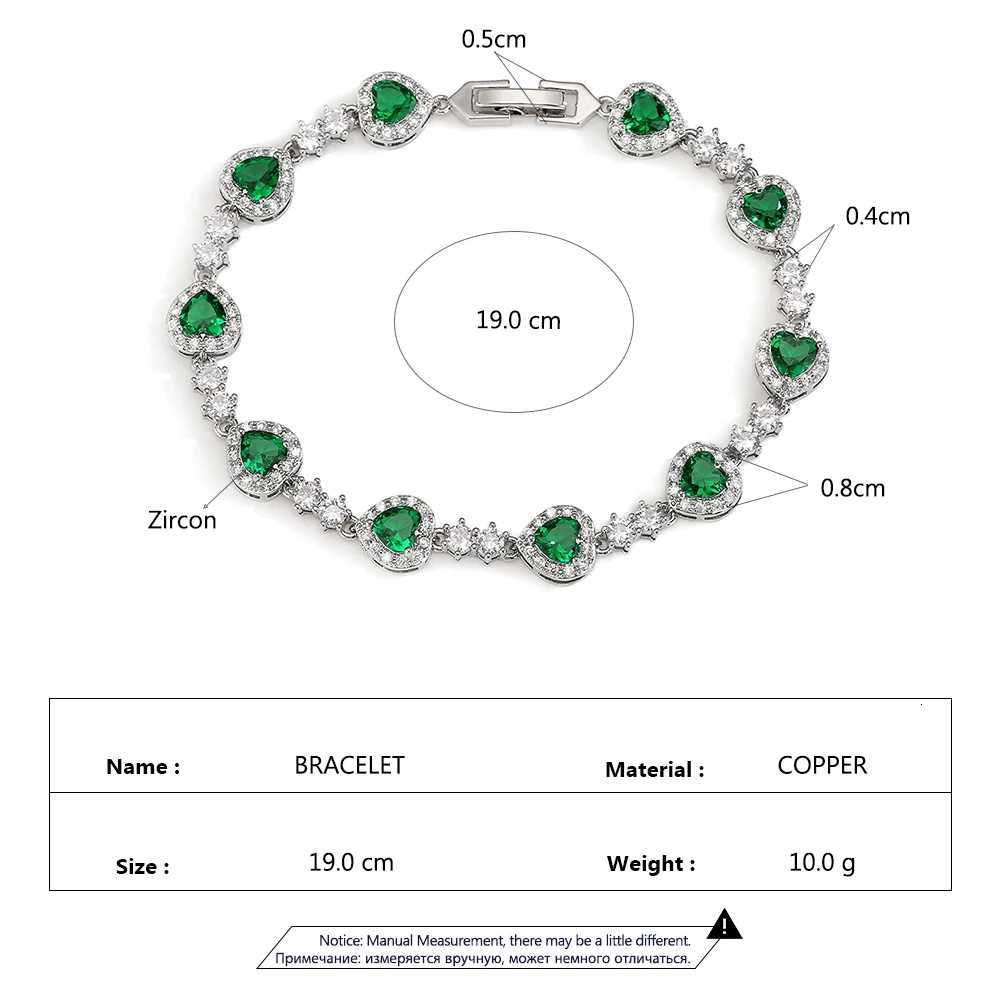 ZAKOL Luxury Green AAAA Cubic Zirconia Heart CZ Bracelet for Women Gorgeous Shiny Crystal Bridal Wedding Party JewelryT251110