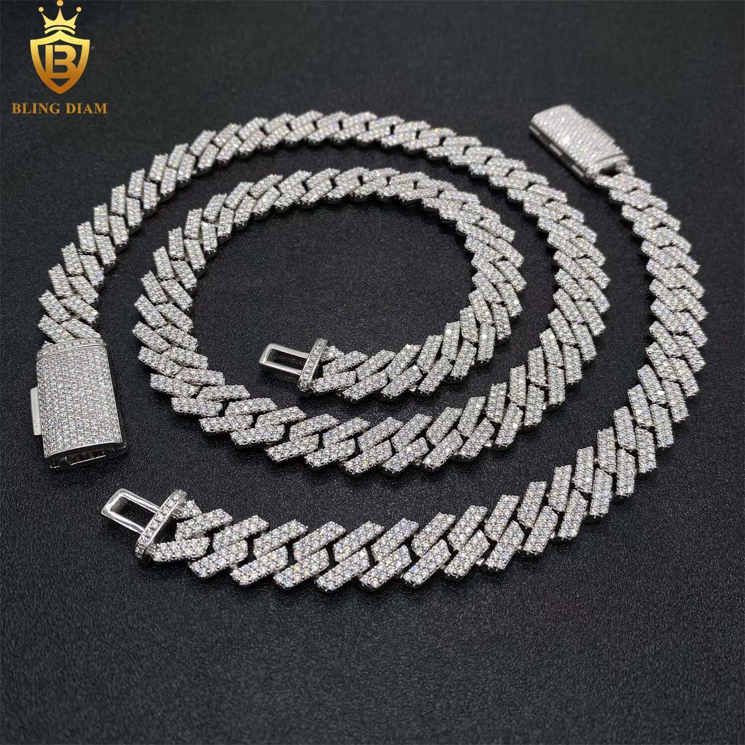 13mm Miami Gra Certificate Hip Hop Jewelry Bracelet Necklace 925 Sterling Silver Moissanite Cuban Links Chain