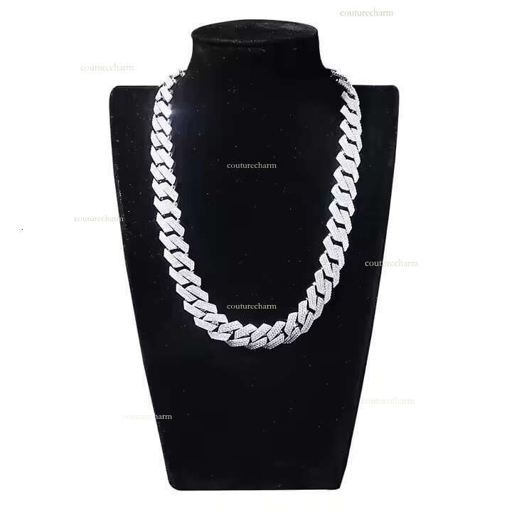 SICGEM INT Hip Hop Men's Cuban Chain 15mm Moissanite Jewelry Dia S Sliver 14K Karat Gold Necklace