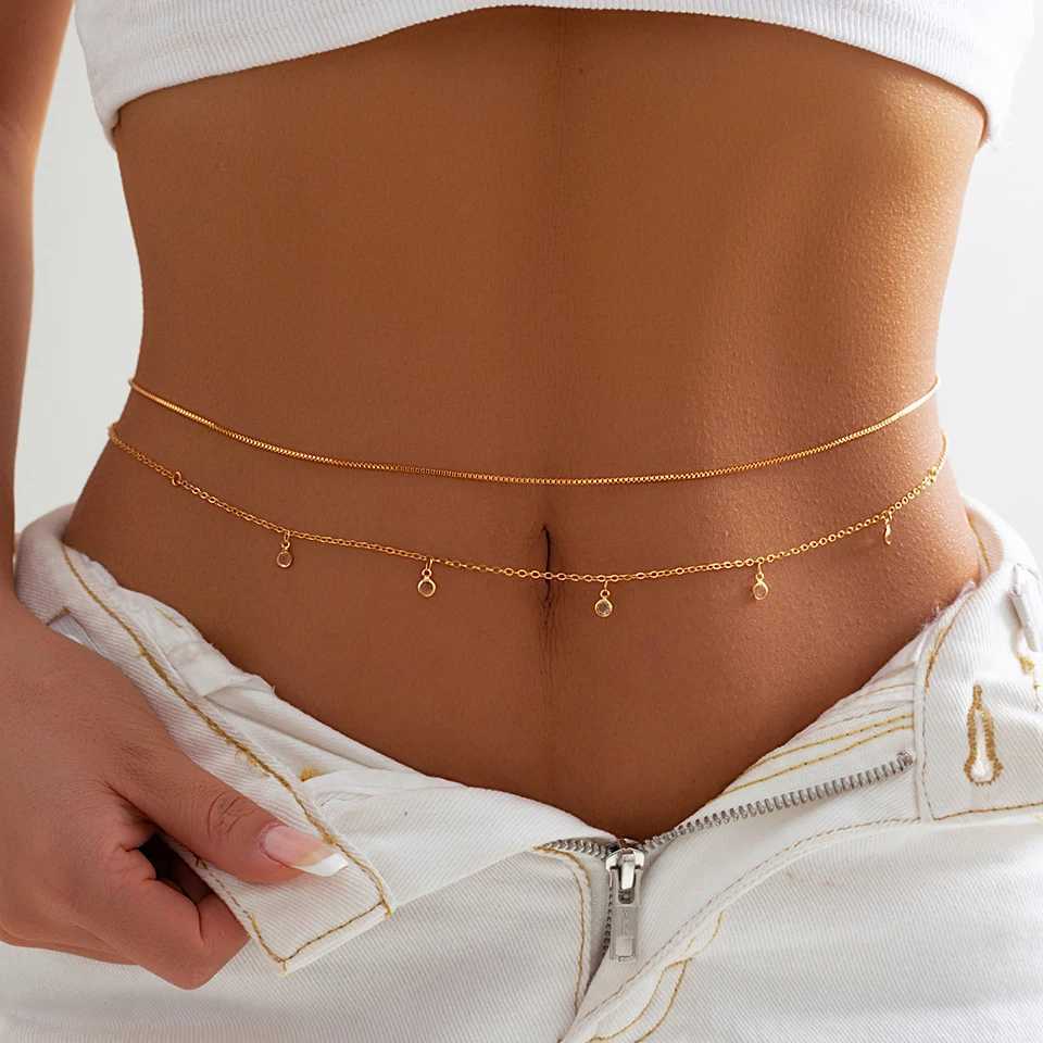 9 Bohemian Rhinestone Zircon Star Moon Pendant Waist Belt Chain Warm Summer Bikini Y2K Accessories Rave Body Jewelry X250410