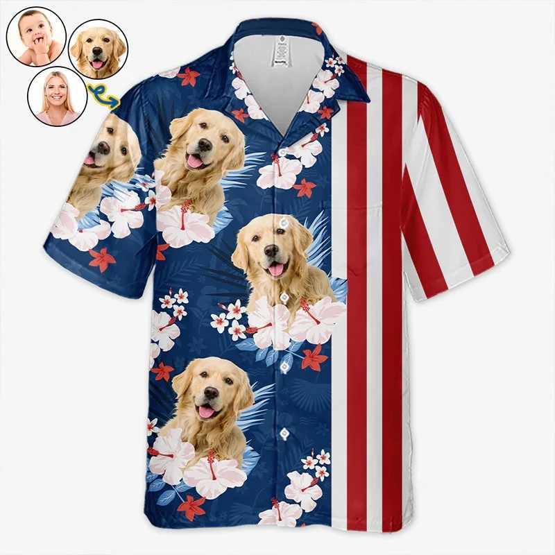 Customized dog face Hawaiian Aloha shirt full print personalized custom pet graphic beach shirt for men and women pet owner gift X250410