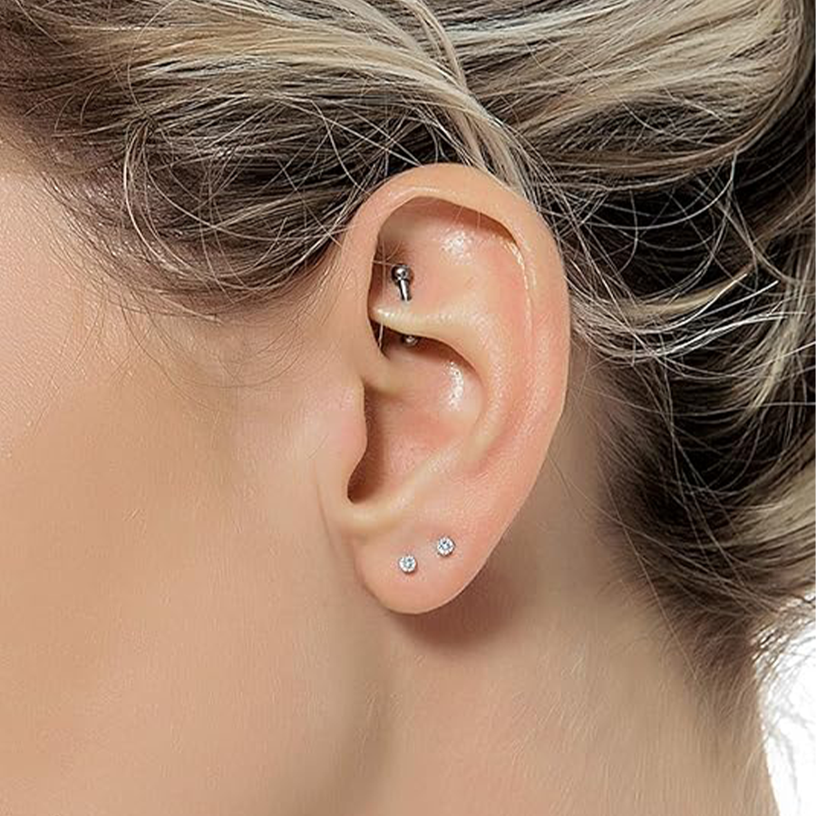 10 Pairs Tiny Cartilage Stud Earrings Stainless Steel Small Round CZ Stud Earrings Tragus Piercing Earring Set for Men Women Screw Flat Back 20G