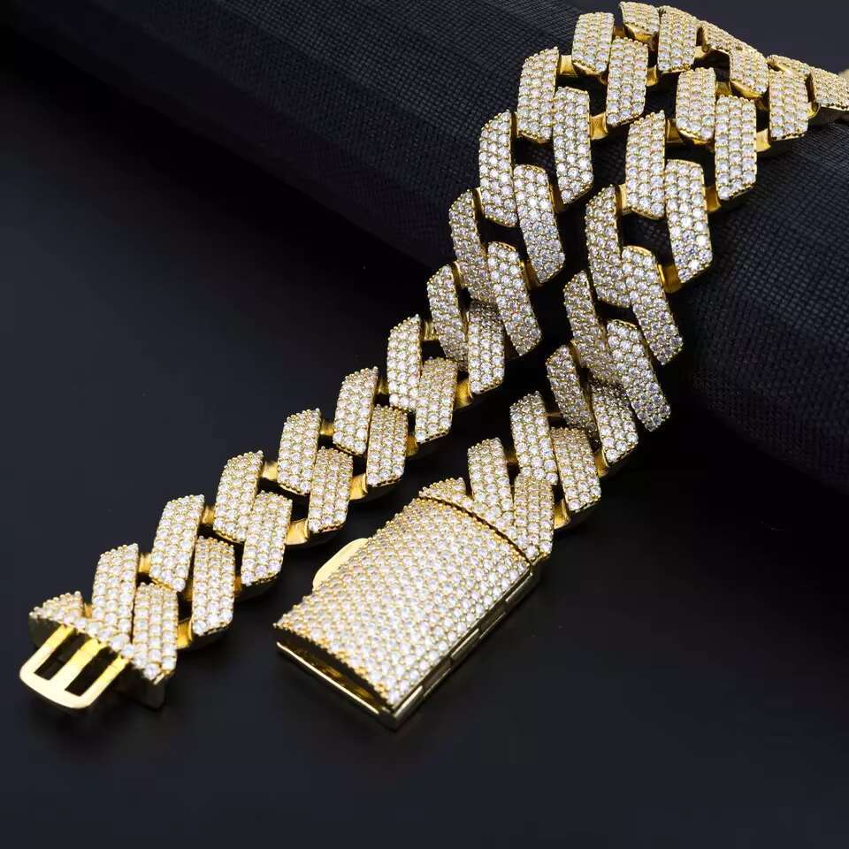 Hip hop Iced Fashion Gold Plated Moissanite Men's Cuban Chain Necklace Jewelry