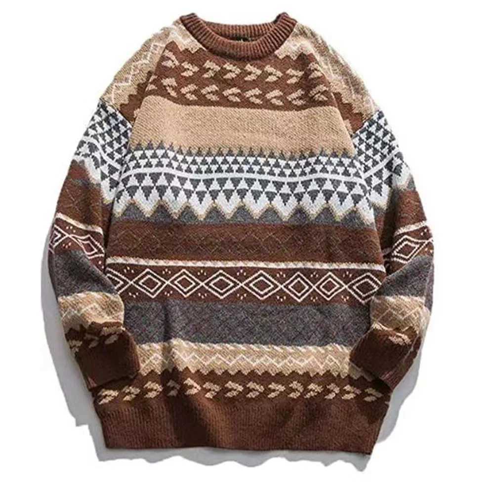 Fashion Fashion Harajuku Vintage Knitted Sweater Mens Streetwear Oversized Jumper Pullover Thick Clothing Grandpa Ugly Sweater Womens Y251110