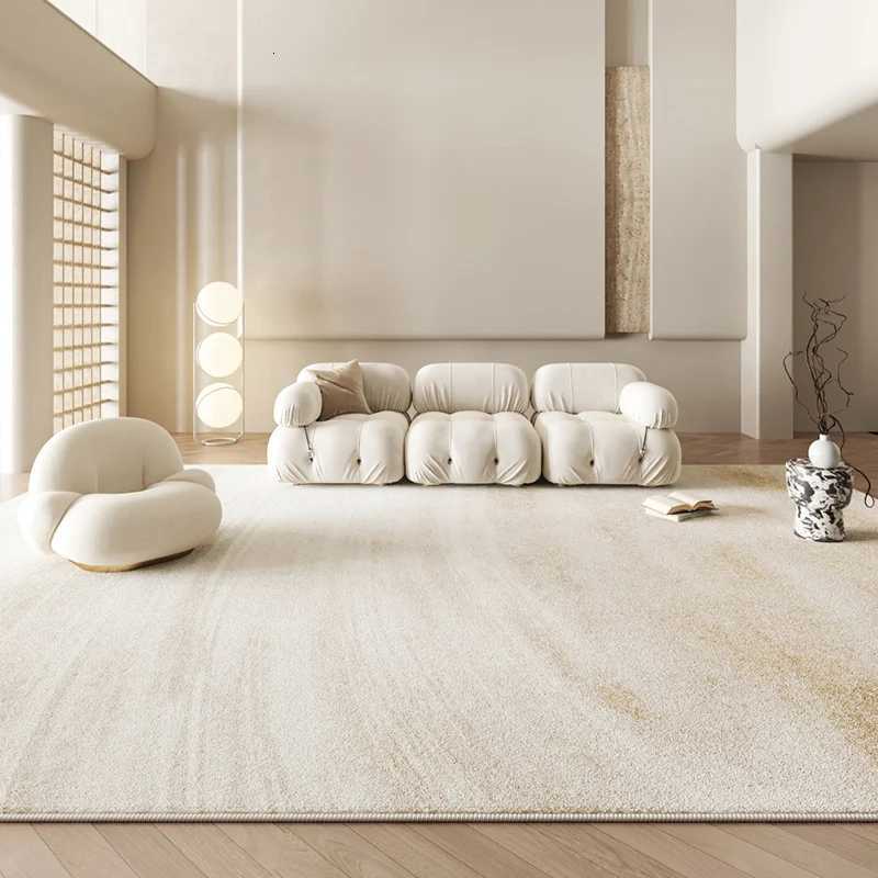 Japanese High End Cream Style Living Room Carpet Sofa Coffee Table Plain Fluffy Carpets Bedroom Bedside Minimst Non Slip Rug Y251110
