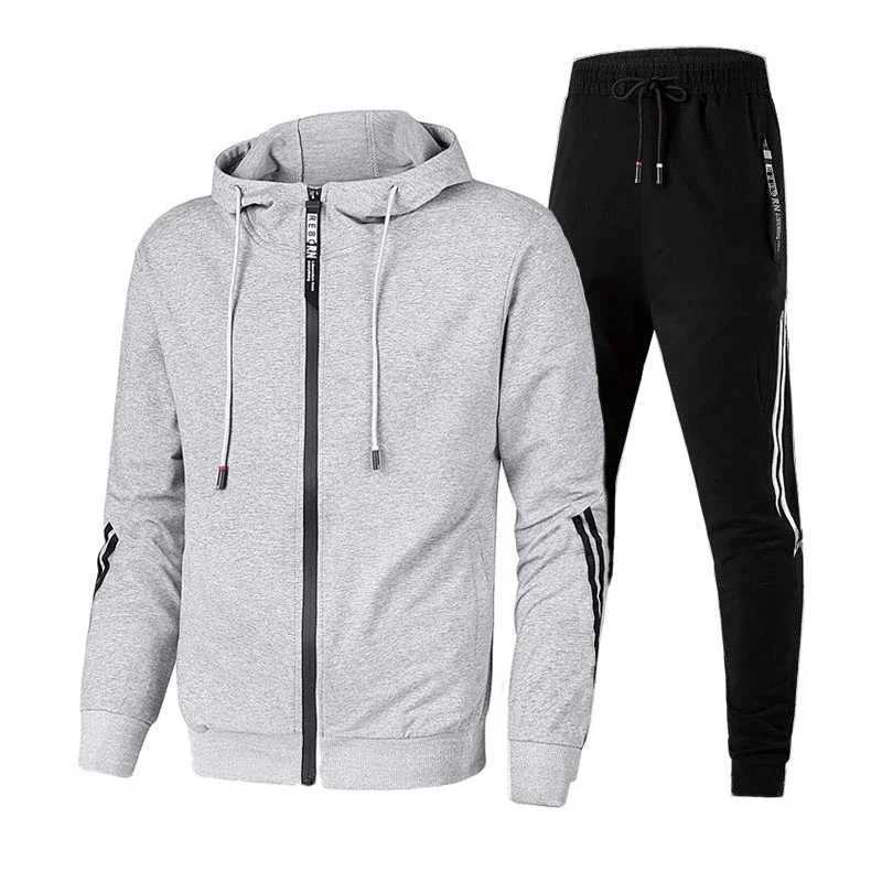 Mens Tracksuit Solid Color Casual Sweatshirt Sweatpants Sports Jogging Mens Clothing Zip Hooded Jacket Single Piece Coat Pants W251110