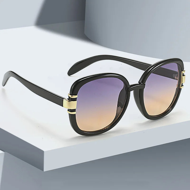 Womens Sunglasses Modern Fashion Purple Orange Gradient Decorative Glass Transparent Plastic Frame Metal 250410