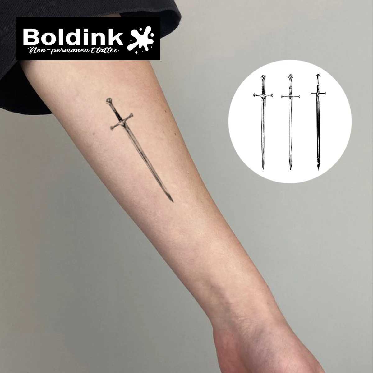 Boldink Sword Temporary Tattoo Lasting for 15 Days with New Technology Waterproof Semi Permanent Stickers W250410