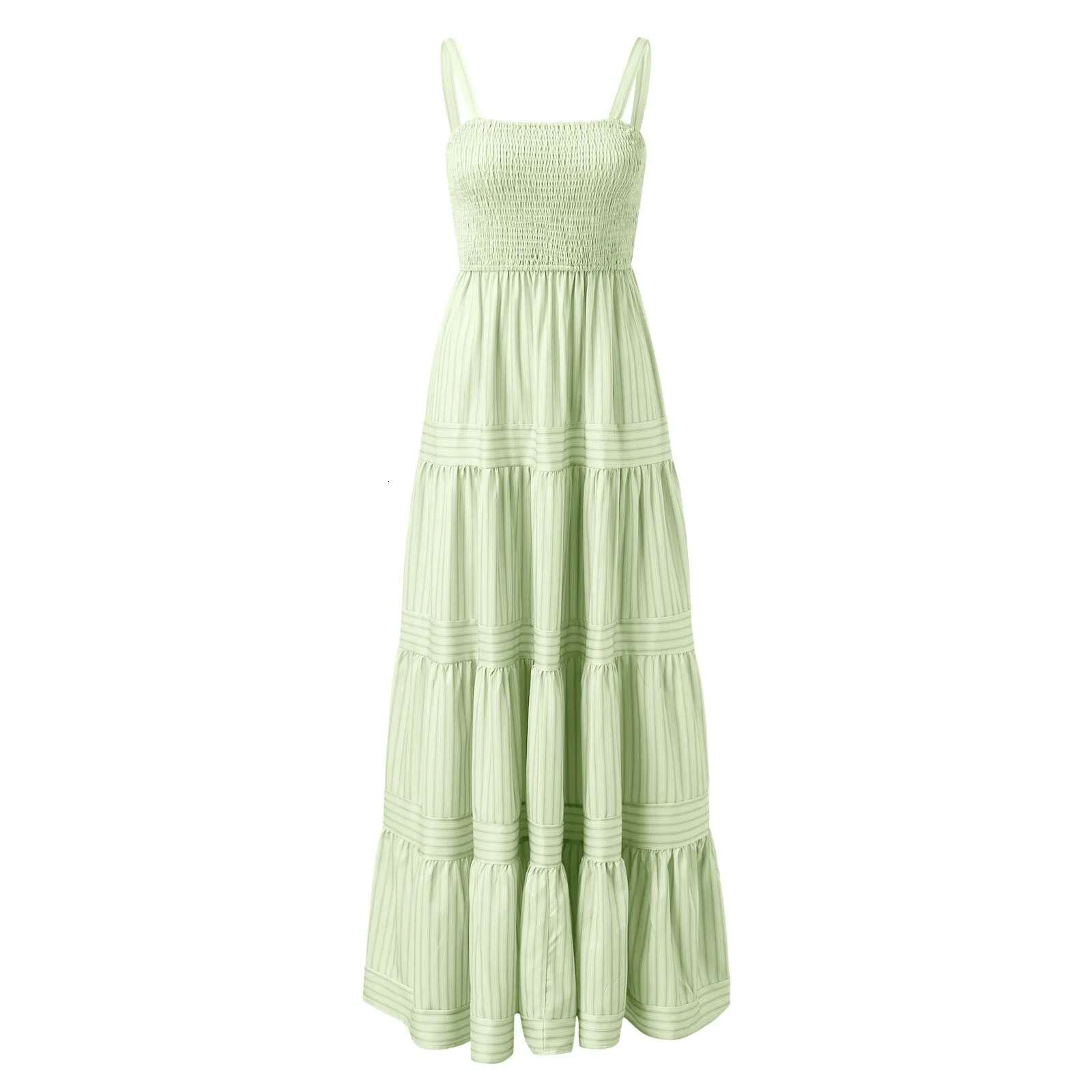 Dongdumaoyi Stripe Spaghetti Strap Dresses Women Spring Summer New Fashion Casual Vacation Long Dress Trendy Ladies A Line Vestidos