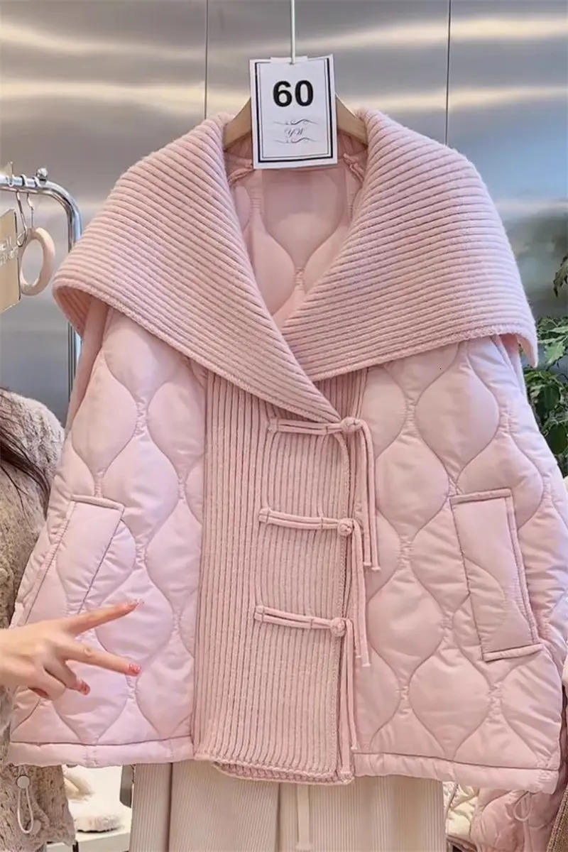 Lapel Collar Knitted Cardigan Quilted Sweater Jacket Womens Autumn And Winter Fashion Sweet Loose Shawl Top Z3310 251107