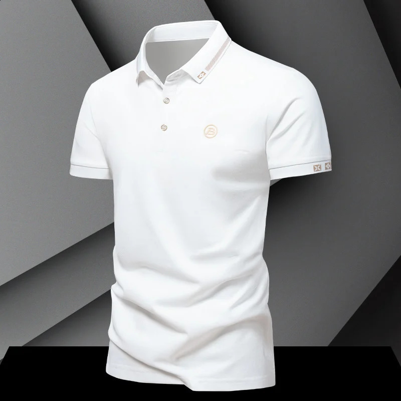 Summer mens POLO shirt fashionable ice silk quick drying short sleeved embroidered T-shirt lapel solid color business top 250407