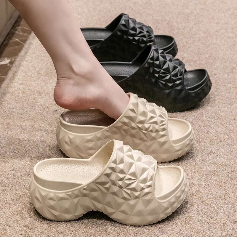 Summer 7CM Women High Heeled Slippers Ladies Indoor Wedges Non-slips Sandals Couples Outdoor Beach Thick Sole EVA Flip ps