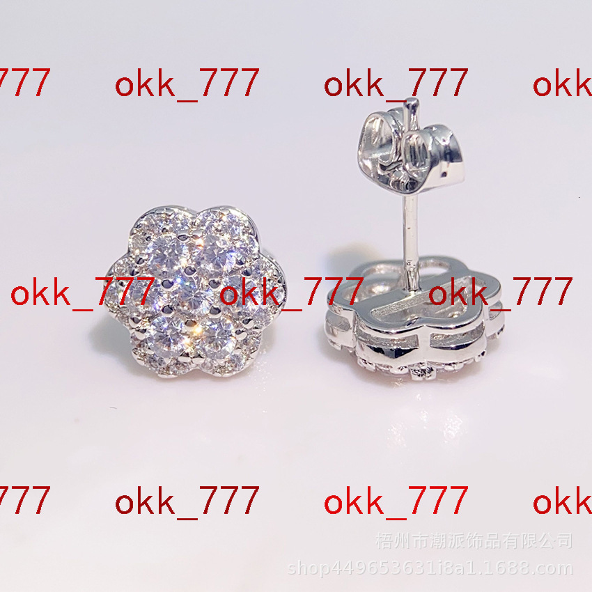 INS Hip Hop 925 silver moissanite Earrings Full Diamond Plated Male and Female Earrings