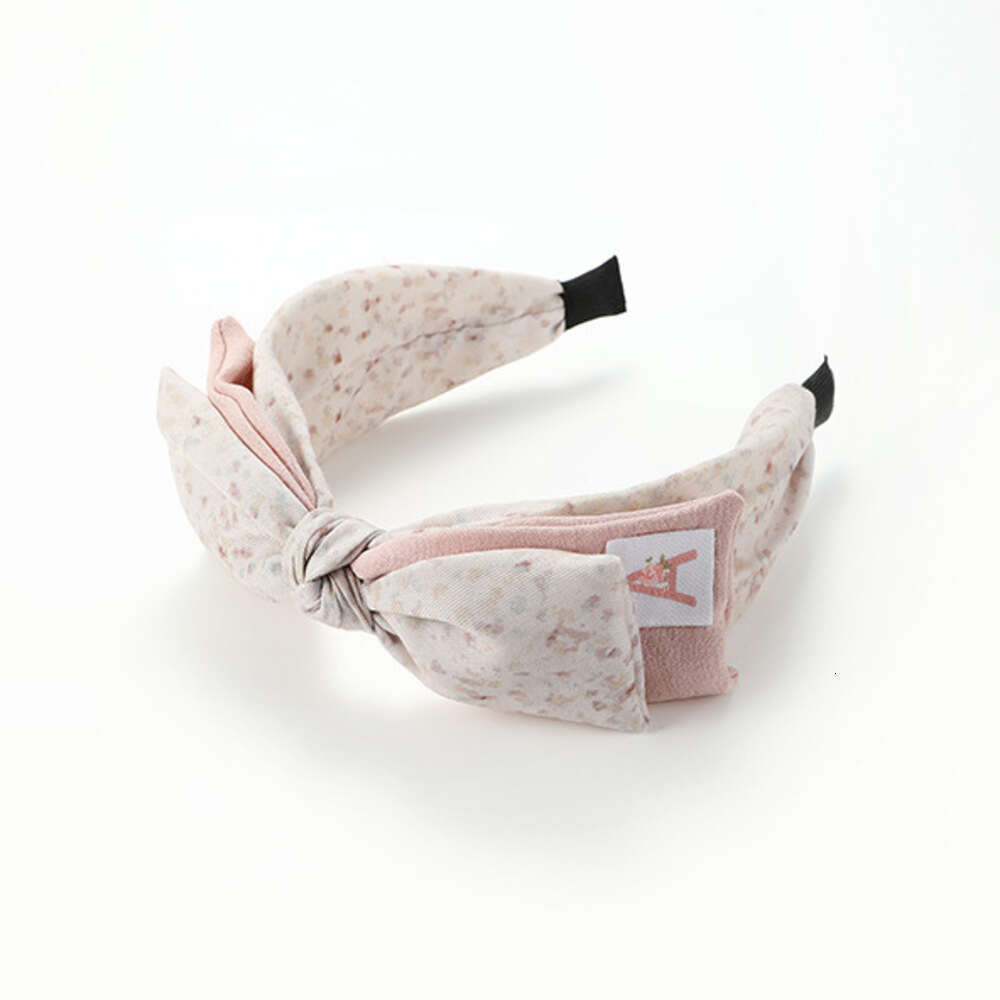 2025 New Korean Version Pink Plaid Bow Elegant High-end Feel High Skull Top Pressure Hairband Wide Headband Hair Accessory