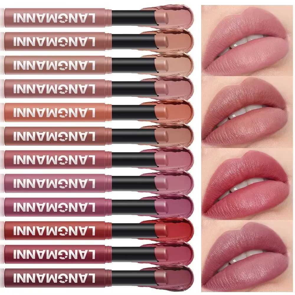 12 Color Matte Lipstick Pencil Waterproof Long Lasting Non-Stick Cup Lip Stain Tint Cosmetic Nude Lipstick Pen Makeup MaquillageT251110