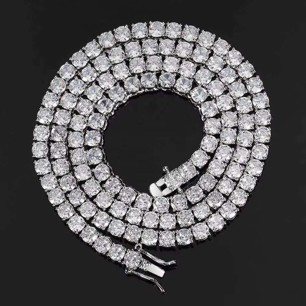 Cheapest Price Hip Hop 925 Sterling Silver 3mm 4mm 5mm 6mm VVS Moissanites Diamond Necklace Moissanite Tennis Chain for Women