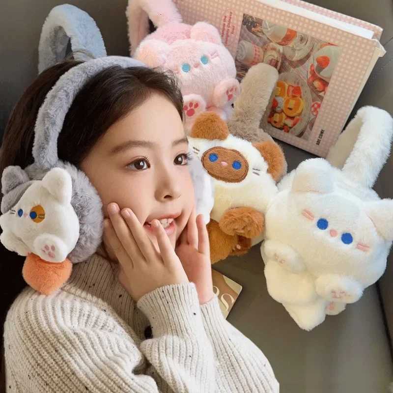 Kawaii Winter Plush Cat Earmuffs Child Warm Cute Cartoon Adult Ear Protection Adjustable Earflap Outdoor Windproof EarCover Gift W251110