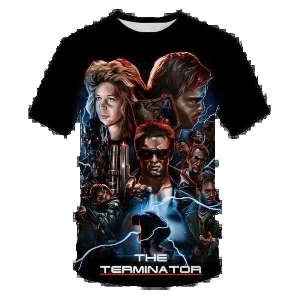 New Classic Movie Terminator 3D Printed Men's and Women's Short Sleeve Oversized T-shirt Haruku Loose Children's Y2K Top