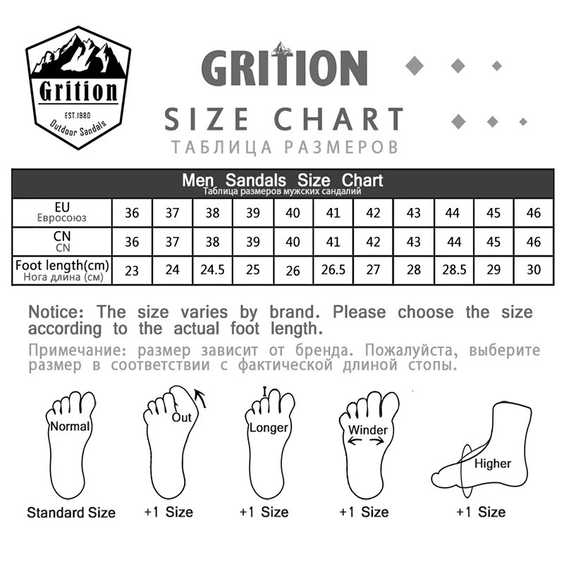GRITION Mens Sandals Fashion Beach Hiking Shoes Breathable Anti slip Quick drying Summer Mens Neoprene Leather 40-46 250408