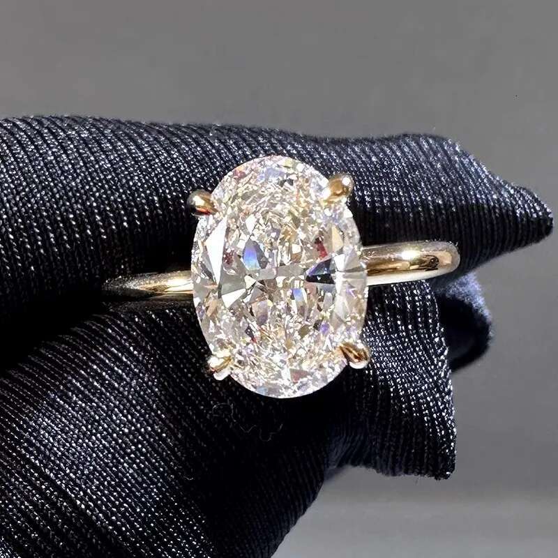 1 2 3 4 5 6 Carat Au375 9K Yellow Gold Ring Oval shape moissanite Diamonds Women Wedding Party Engagement Ring Classic Trendy