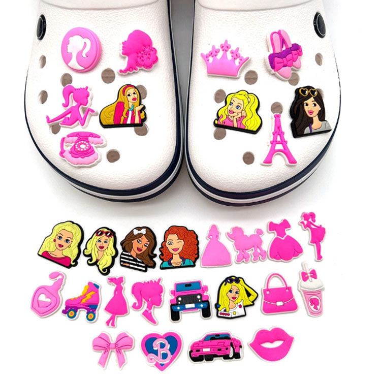 cute pink girl series hole shoe charms clog decoration buckle garden shoe button pin
