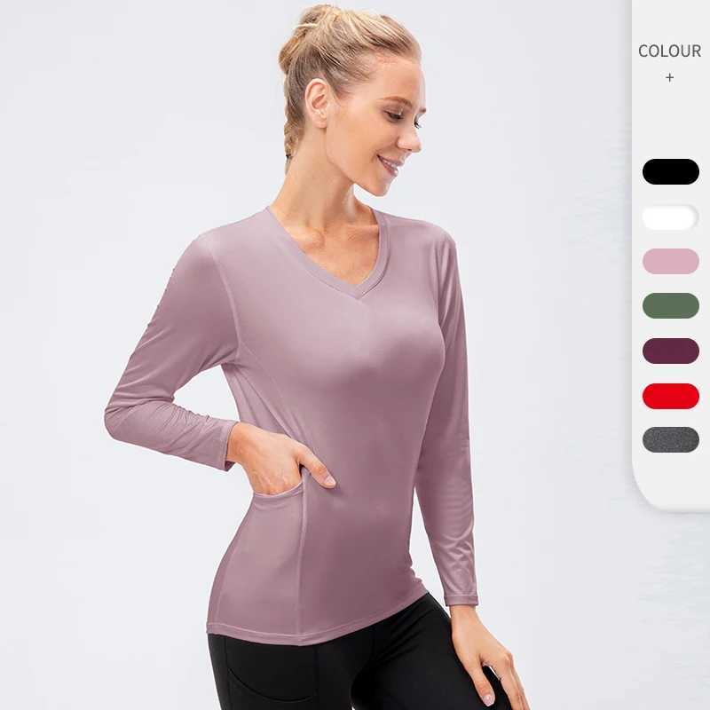 Womens yoga top long sleeved fitness sports top quick drying exercise top womens outdoor running sports topXJ250410