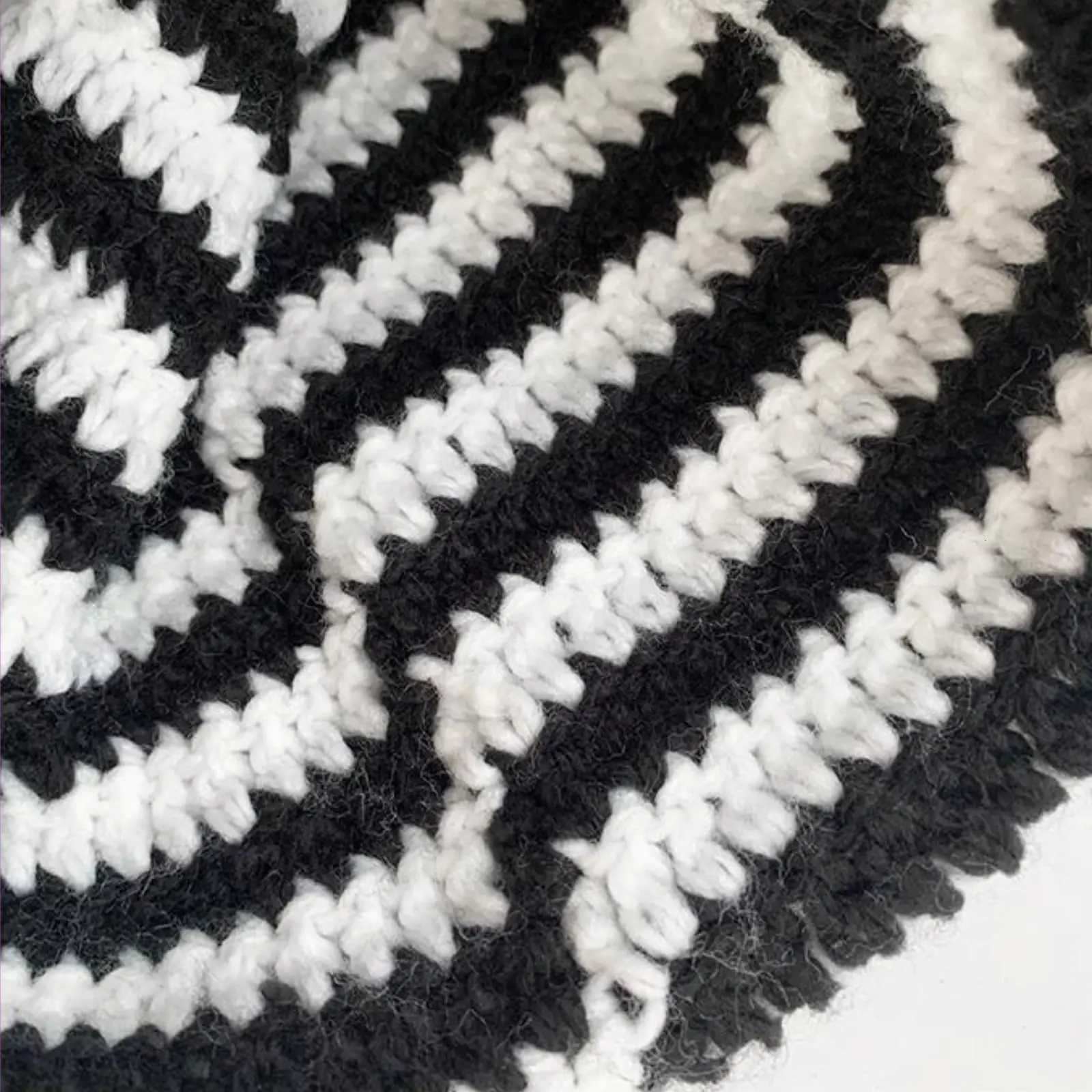 Cute Cat Ear Beanie Crochet Hats for Women Girl Knitted Y2K Striped Winter Warm Loose Fit Handmade HipHop Stylish Skullies CapXJ251110