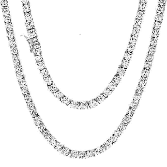 sier plated 3/4/5mm tennis set chilled Miami Cuban chain necklace for women Schmuck jewelry