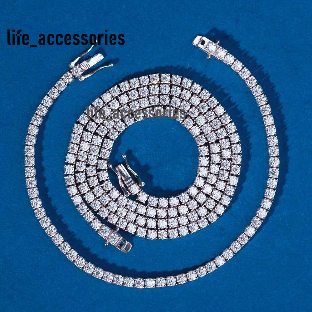 Vvs Iced Out Moissanite Tennis Necklace Bracelet 6mm 925 Sterling Silver Moissanite Tennis Chain