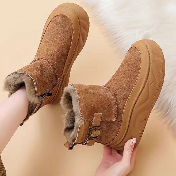 New designer snow boots, cold resistant and fashionable cotton shoes, midsole boots, winter thick sheepskin integrated with warmth and anti slip