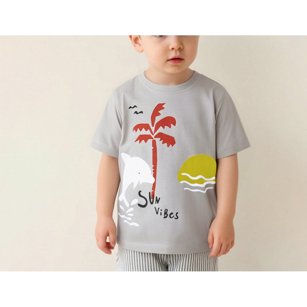 GS- Ddmyshoesvip Short Sleeved Summer New Product Boys T Shirt Small And Medium Sized Round Neck Printed Children S Top