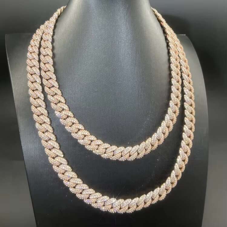Pass Diamond Test Iced Out Jewelry VVS Moissanite 925 Sterling Silver Gold Plated Cuban Link Chain Fine Jewelry Necklace