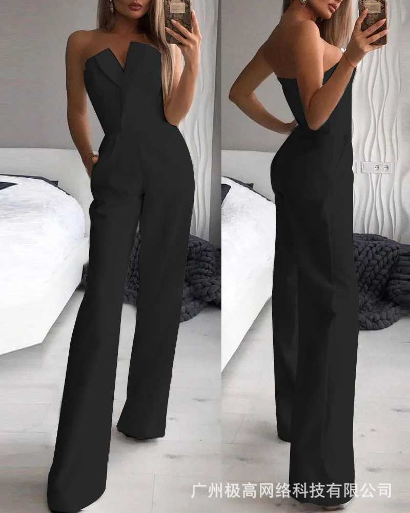 Jumpsuits for Women Jumpsuits Sexy Strapless Slim Office Lady Ele Chic Sveless Black White Red Casual Romper Bodysuit W250306