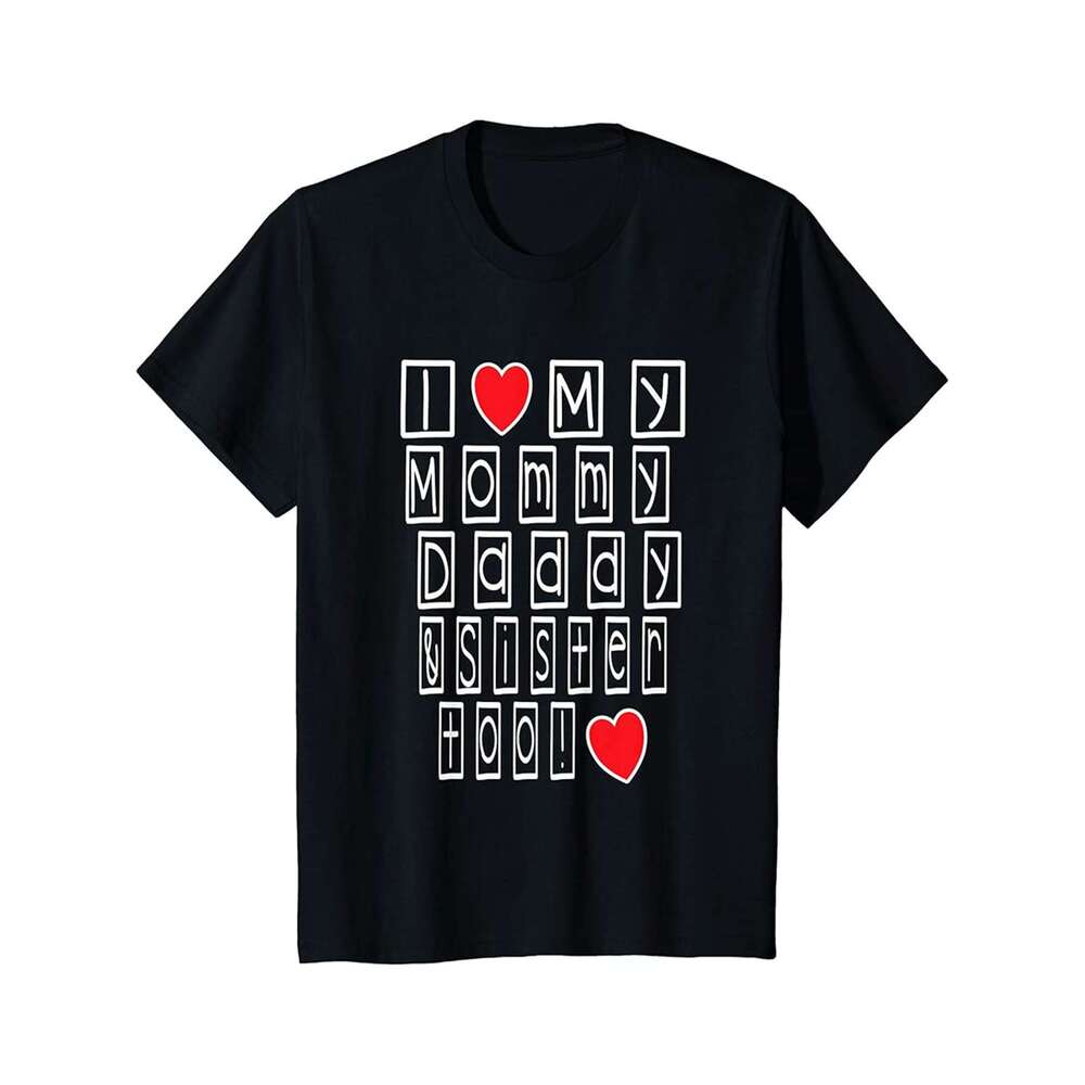 Designer T shirt Mens I Love My Mommy Daddy Sister Too Mens Building Blocks - 220g T shits