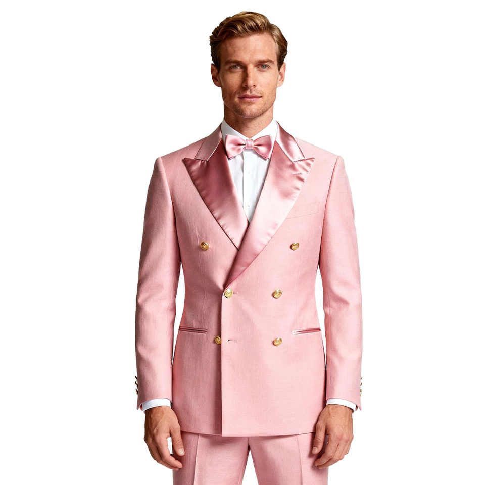 High Quality Wedding Groom Tuxedos 2 Pieces Jacket Pants Double Breasted Peaked Lapel Formal Occasion Dinner Party Customized