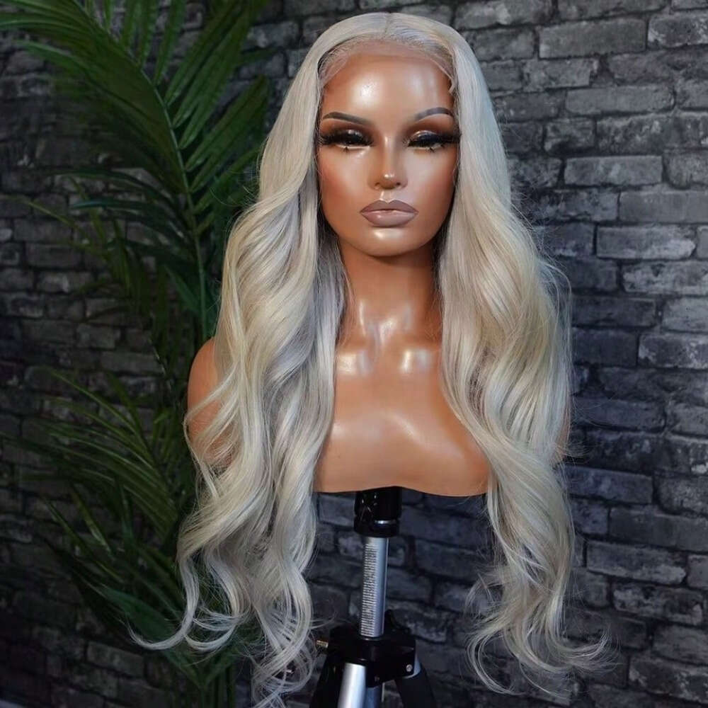 13X4 Platinum Transparent Colored Frontal With Baby 40 Inch 200% Density Body Wave Blonde Human Hair Lace Front Wig For Women
