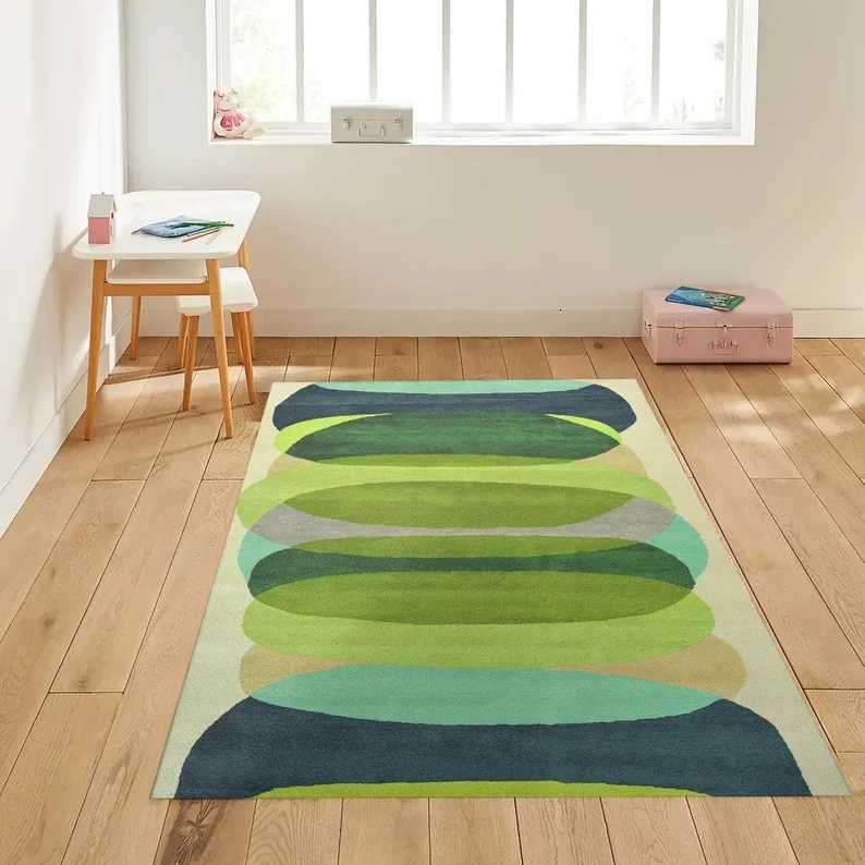 Bold Yellow Black Geometric RugMid-Century Modern Living Room Decor Scandinavian-Inspired Abstract Area Rug for Stylish Homes Y251110