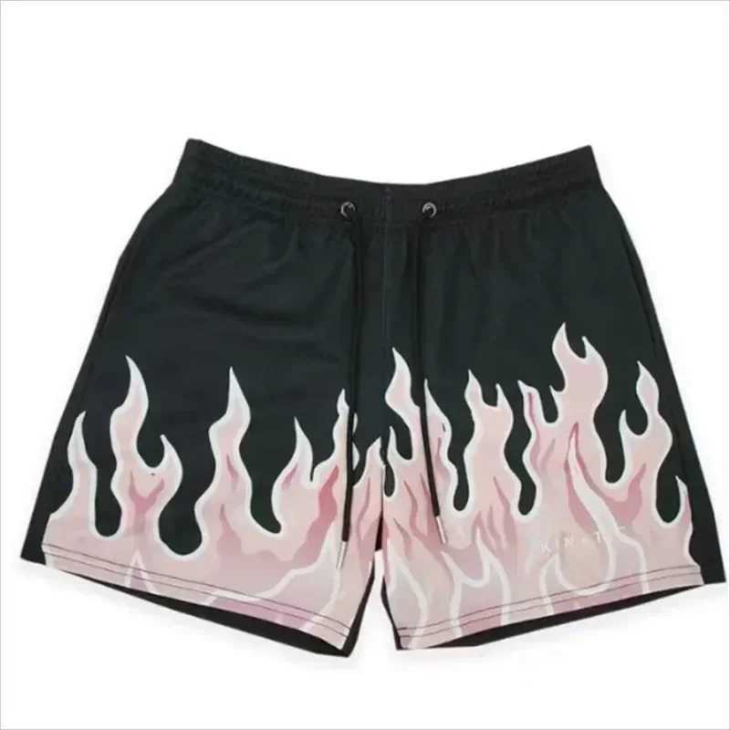 New childrens flame printed sports shorts sportswear fitness shorts jogging shorts summer sports net shorts X250410