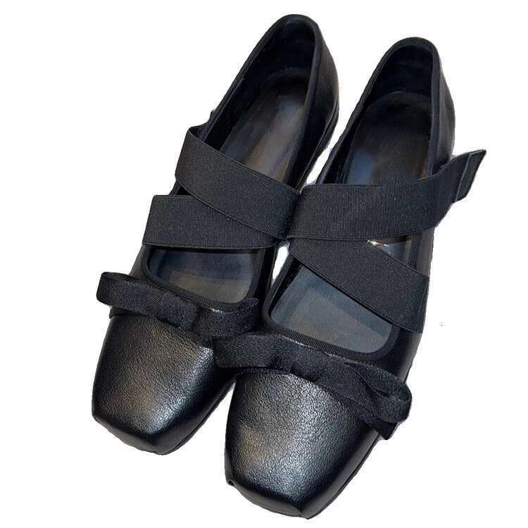 Woman Sandals New Square Toe Mary Jane Single For Women In Spring Autumn Fashionable Bow Comfortable Flat Shoes Slimming And Shallow Mouth Ballet Shoe