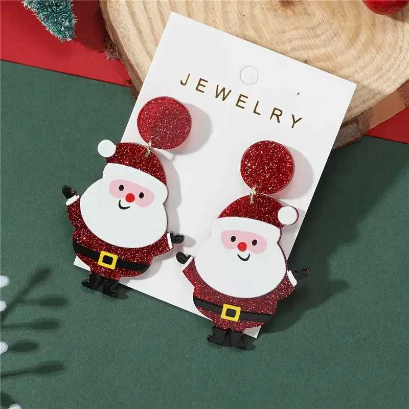 Bling Chunky Christmas Santa Claus Design Dangle Earrings Cute Style Adorable Christmas Ear Ornaments J251110