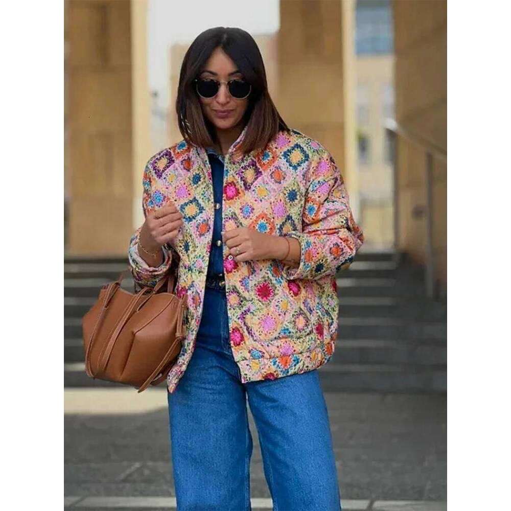 Colorful Printed Women's Jackets Warm Thicken Women Coats Casual Vintage Cardigan Autumn Bohemian Long Sleeve Jacket