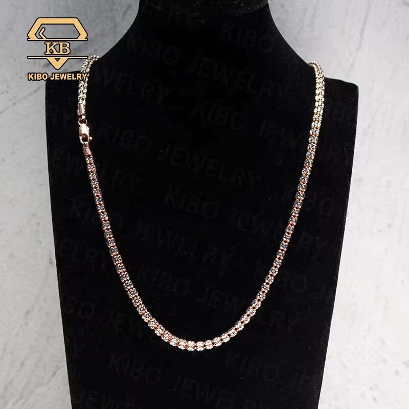 Moon Ice Chain Cutting Rose Gold Platinum Gilded Two tone Sier Hip Hop Men's Necklace New Design Jewelry