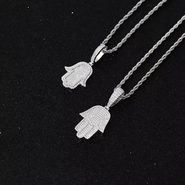 Yy Custom 925 Silver Plam Pendant 3 Tones Hip Hop Jewelry with Pass Diamond Tester Custom Moissanite Pendant Charm