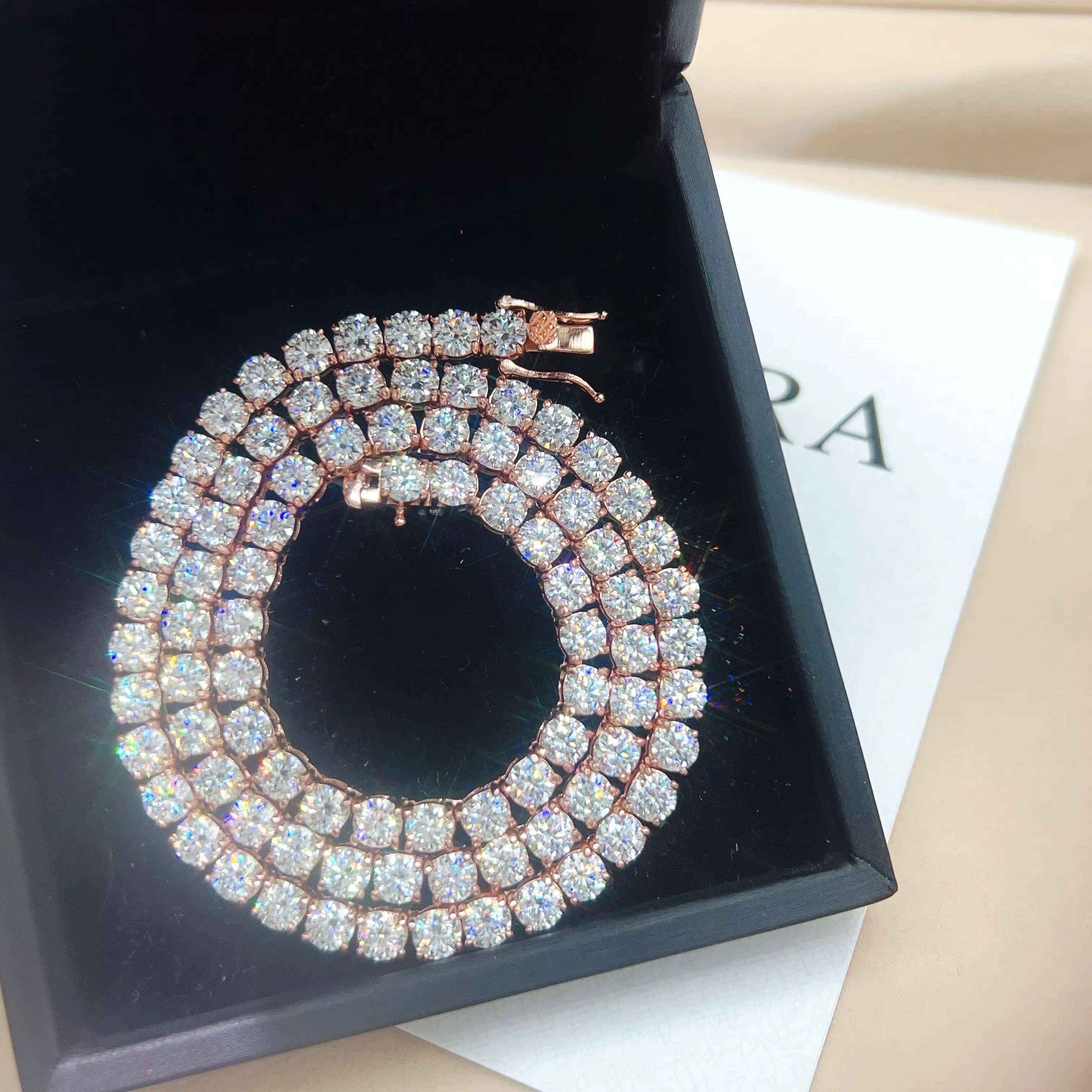 Fashion Fine Jewelry Vvs Moissanite 5mm 925 Sterling Silver Hip Hop Men Tennis Chain