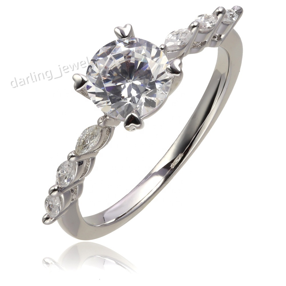High Quality Round Marquise Zircon Moissanite 925 Sterling Silver Rings Micro Insert Zircon Rings for Anniversaries and Parties