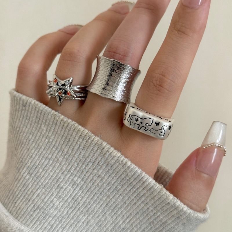 High-end Colorful Fashion Ring Rhinestone Starry Sky Open Designer Ring Ring For Women Unique Personality Fashion Trend Ring