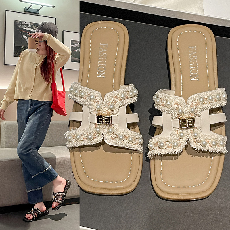 Hot New free shipping designer for womens slippers beige khaki black Summer fashion flat bottomed outdoor casual women