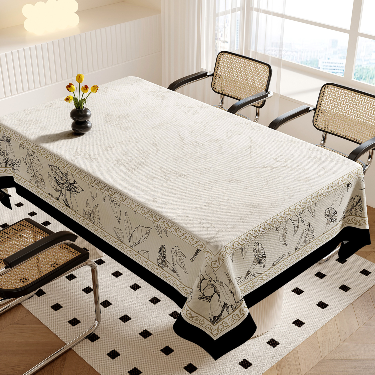 Tablecloth waterproof and oil-proof wash-free anti-scalding dining table cloth rectangular coffee table tablecloth 8KAD01