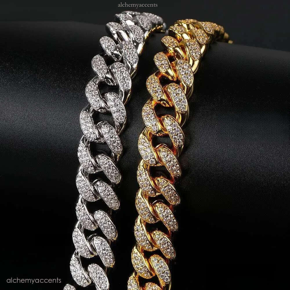 Sterg Sier Ice out VVS Mosan Hip Hop Necklace Custom Size Black Dia Cuban Chain 20mm