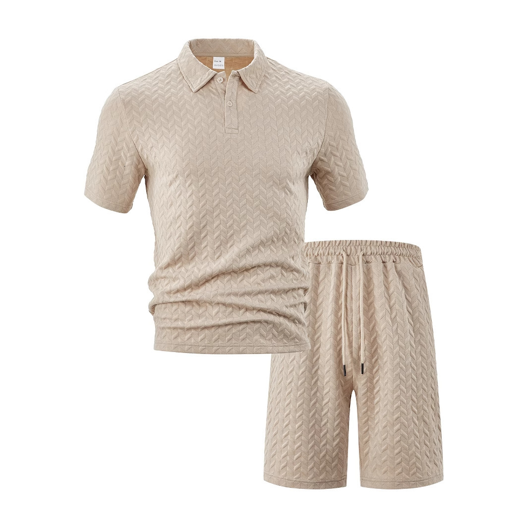Summer Jacquard Multi Color Casual Set T-shirt Shorts Mens Solid Color Fashion Sports Fitness Men